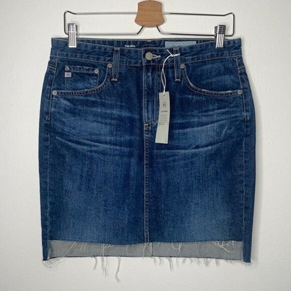 AG Adriano Goldschmied Womens Size 29 Erin Pencil Skirt Denim Step Up Hem Frayed - Picture 3 of 12